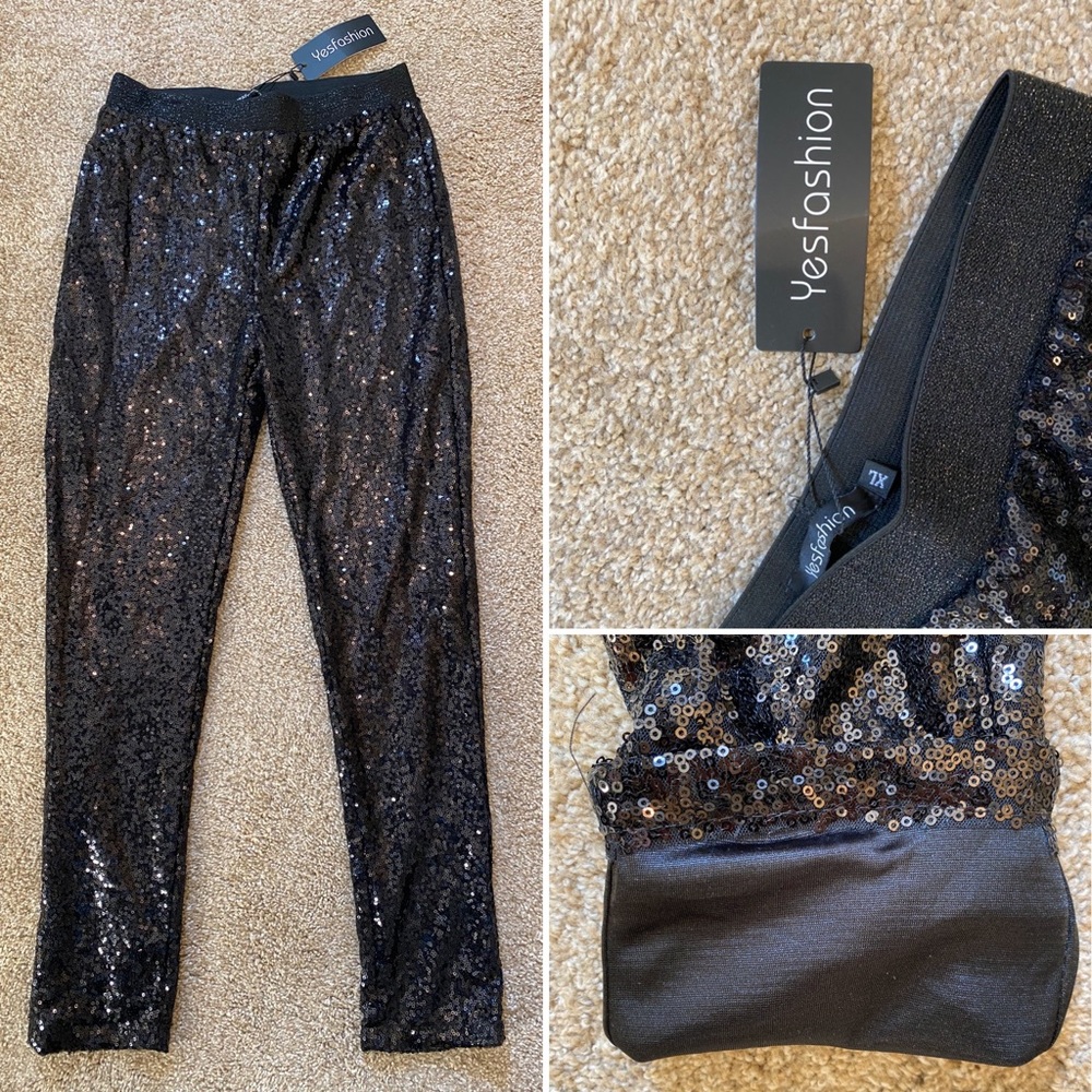 Black Sequin Leggings
